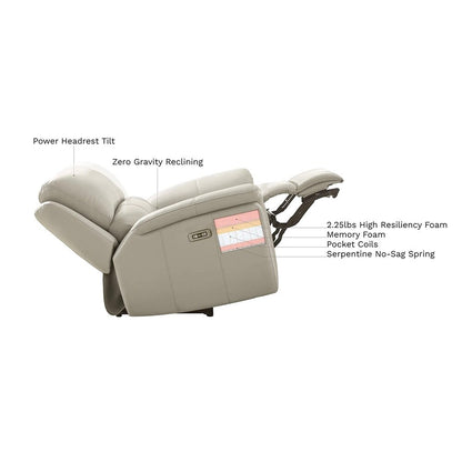 Hydeline Venice Zero Gravity Power Recline and Headrest Top Grain Leather Sofa with Cup Holder