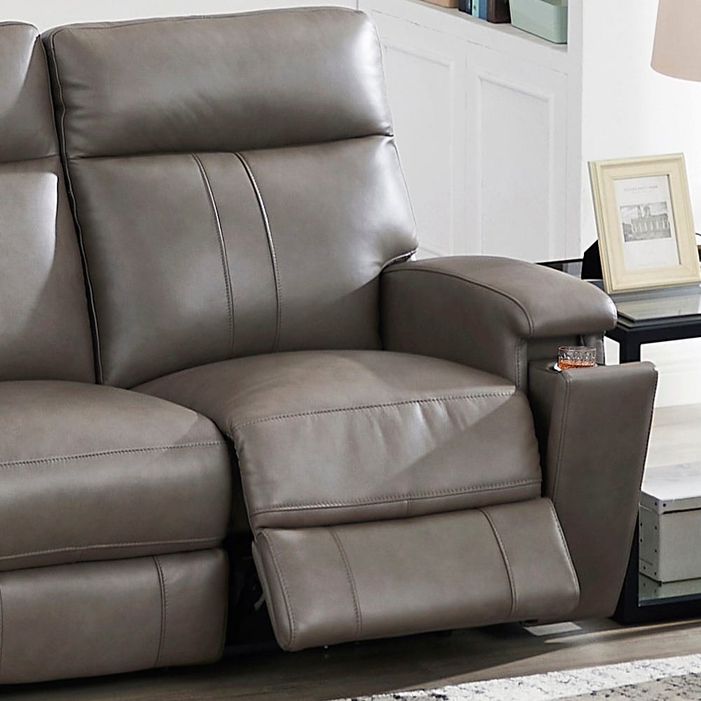 Hydeline Venice Zero Gravity Power Recline and Headrest Top Grain Leather Sofa with Cup Holder