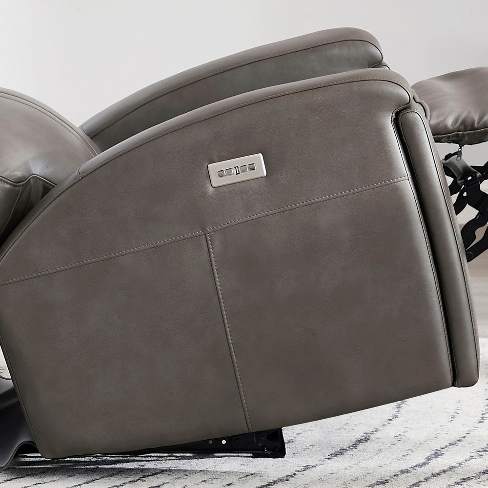Hydeline Venice Zero Gravity Power Recline and Headrest Top Grain Leather Sofa with Cup Holder