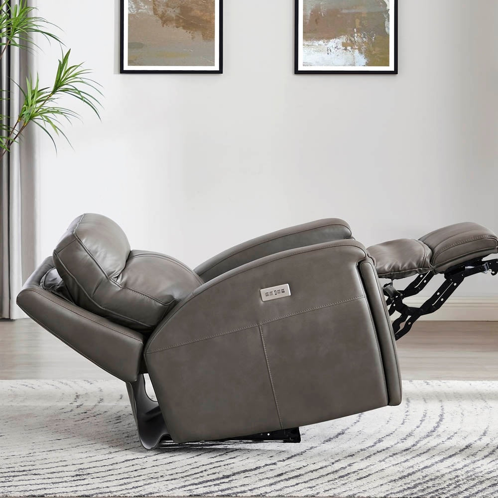Hydeline Venice Zero Gravity Power Recline and Headrest Top Grain Leather Sofa with Cup Holder
