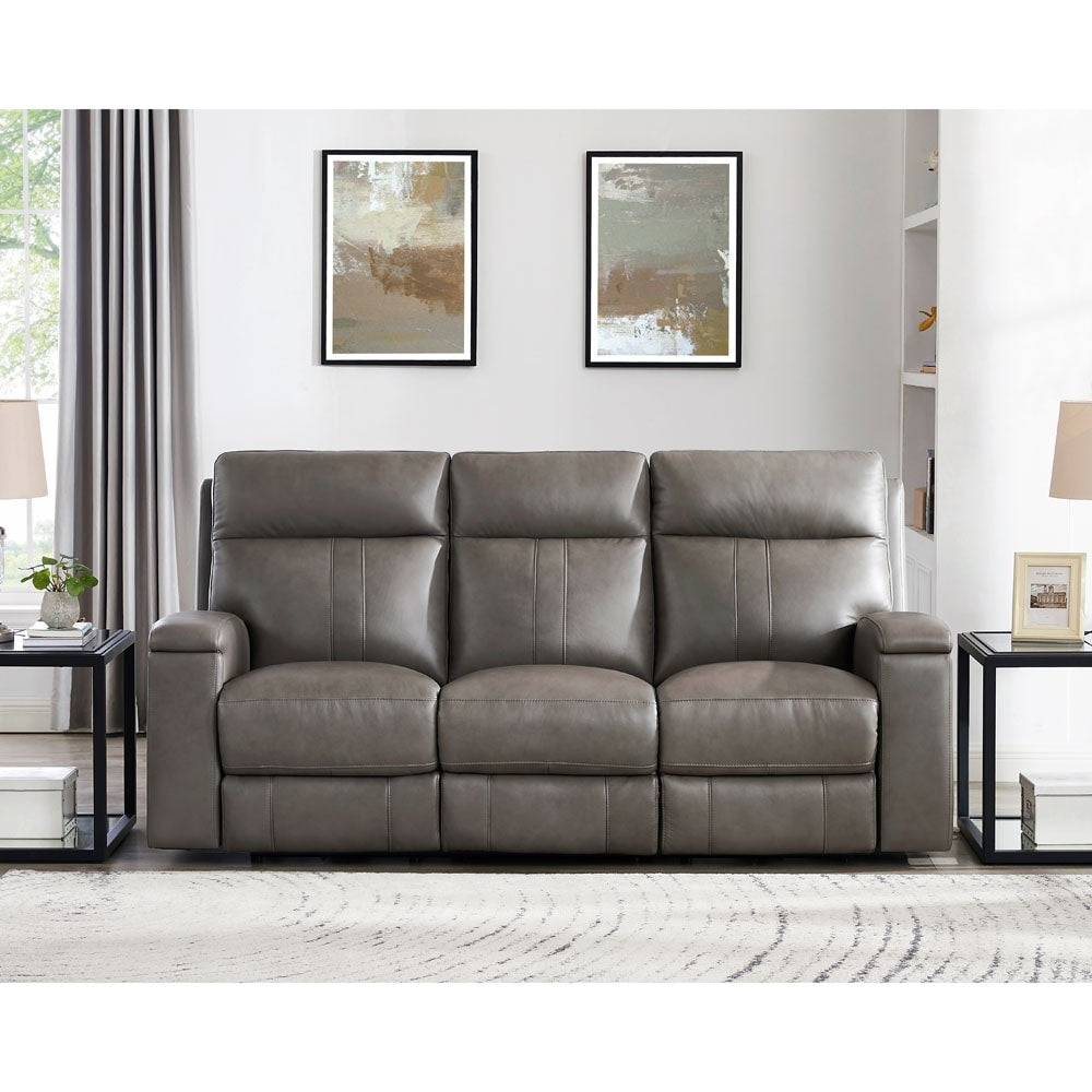 Hydeline Venice Zero Gravity Power Recline and Headrest Top Grain Leather Sofa with Cup Holder
