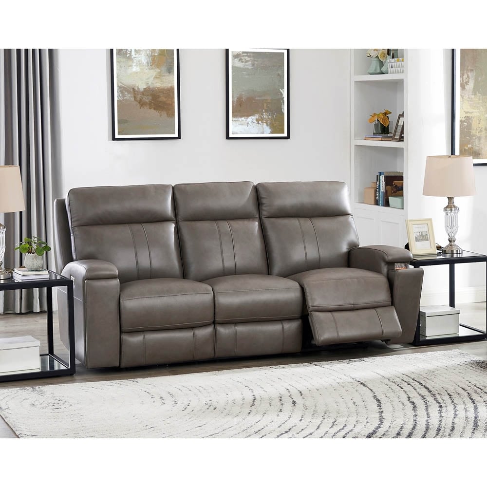 Hydeline Venice Zero Gravity Power Recline and Headrest Top Grain Leather Sofa with Cup Holder