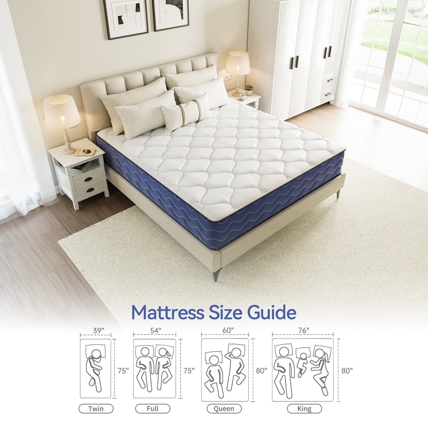 SweDrea 10 in. Firm Hybrid Mattress Cooling and Breathable with CertiPUR-US, SGS and OEKO-TEX