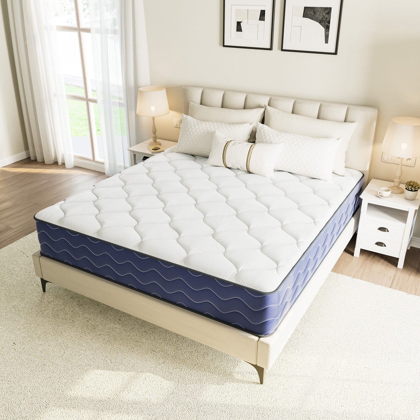 SweDrea 10 in. Firm Hybrid Mattress Cooling and Breathable with CertiPUR-US, SGS and OEKO-TEX