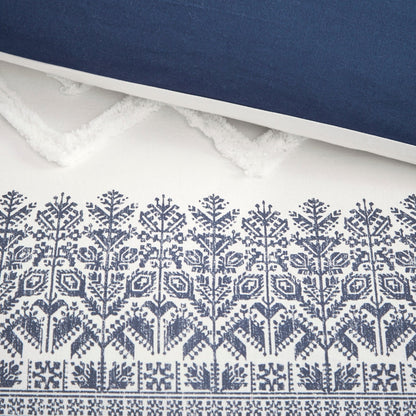 INK+IVY Mila 3 Piece Cotton Duvet Cover Set with Chenille Tufting