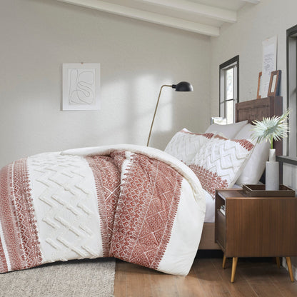 INK+IVY Mila 3 Piece Cotton Duvet Cover Set with Chenille Tufting