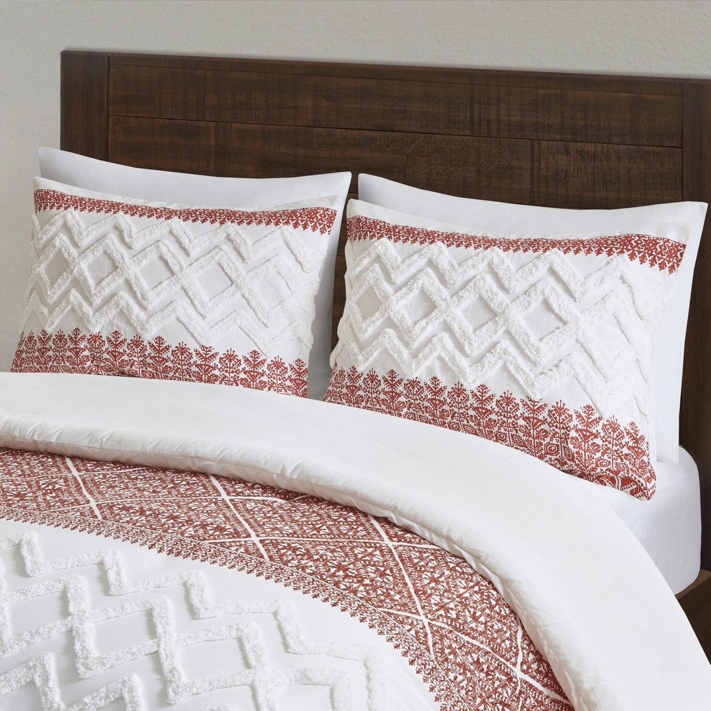 INK+IVY Mila 3 Piece Cotton Duvet Cover Set with Chenille Tufting