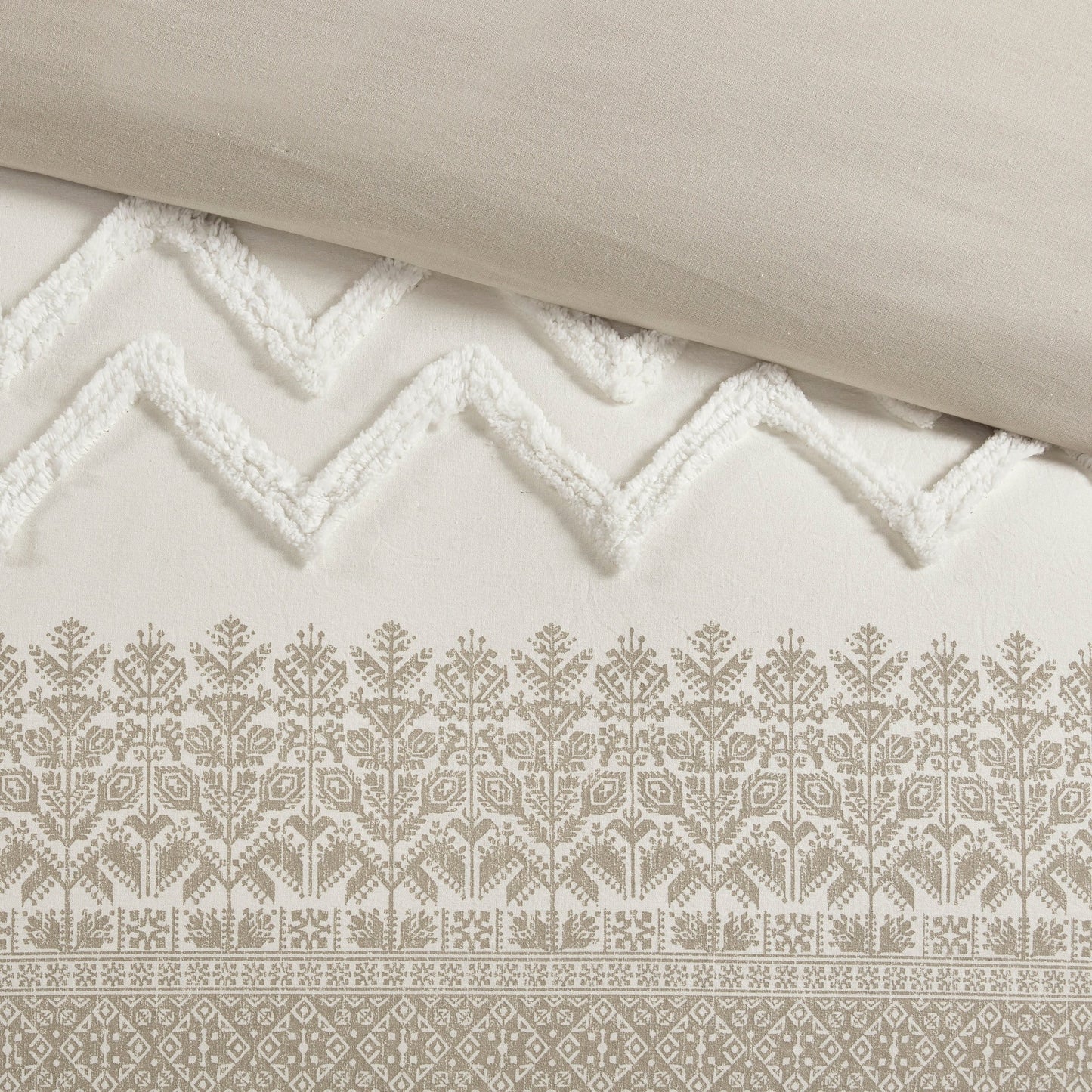 INK+IVY Mila 3 Piece Cotton Duvet Cover Set with Chenille Tufting