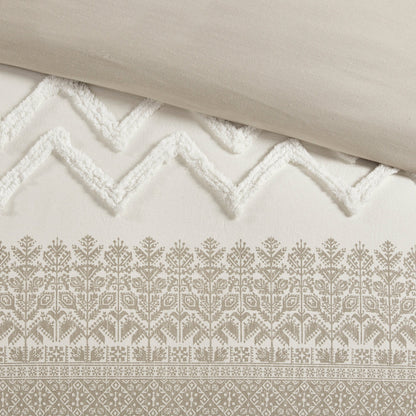 INK+IVY Mila 3 Piece Cotton Duvet Cover Set with Chenille Tufting