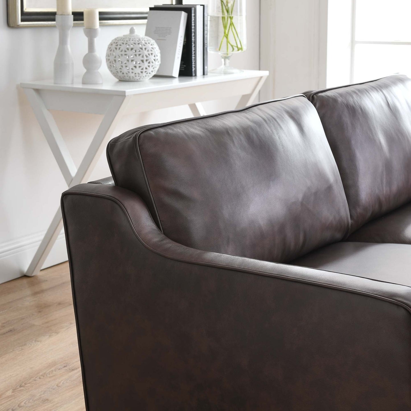 Impart Mid-century Modern Top-grain Leather Sofa