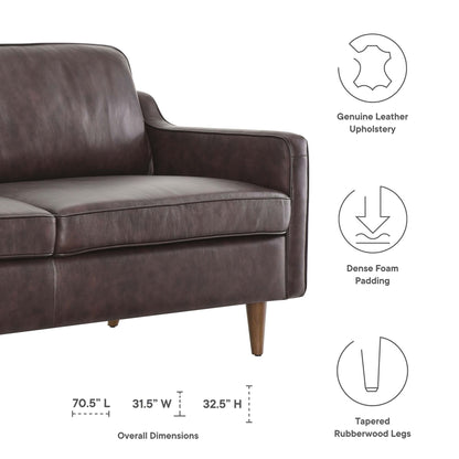 Impart Mid-century Modern Top-grain Leather Sofa