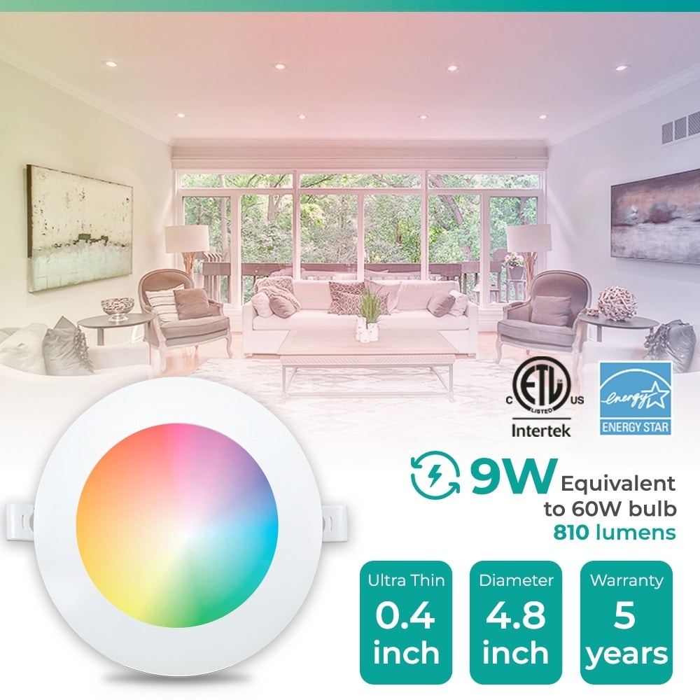 Infibrite 4 Inch Wifi Smart Ultra-Slim LED Ceiling Mount Recessed Light 9W 810LM Dimmable Retrofit with Junction Box