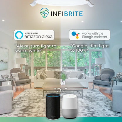 Infibrite 4 Inch Wifi Smart Ultra-Slim LED Ceiling Mount Recessed Light 9W 810LM Dimmable Retrofit with Junction Box