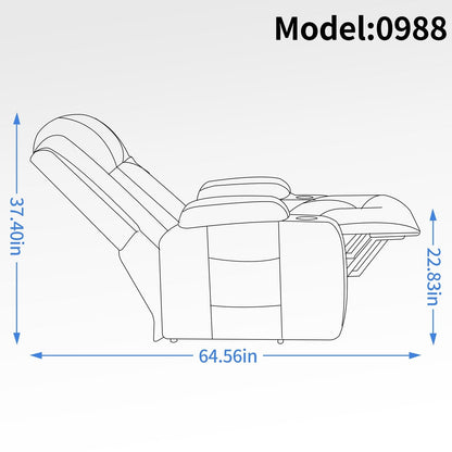 Infinite Position Power Lift Recliner with Massage and Heat, Dual USB Ports, Cup Holders, Side Pockets, Ideal for Seniors