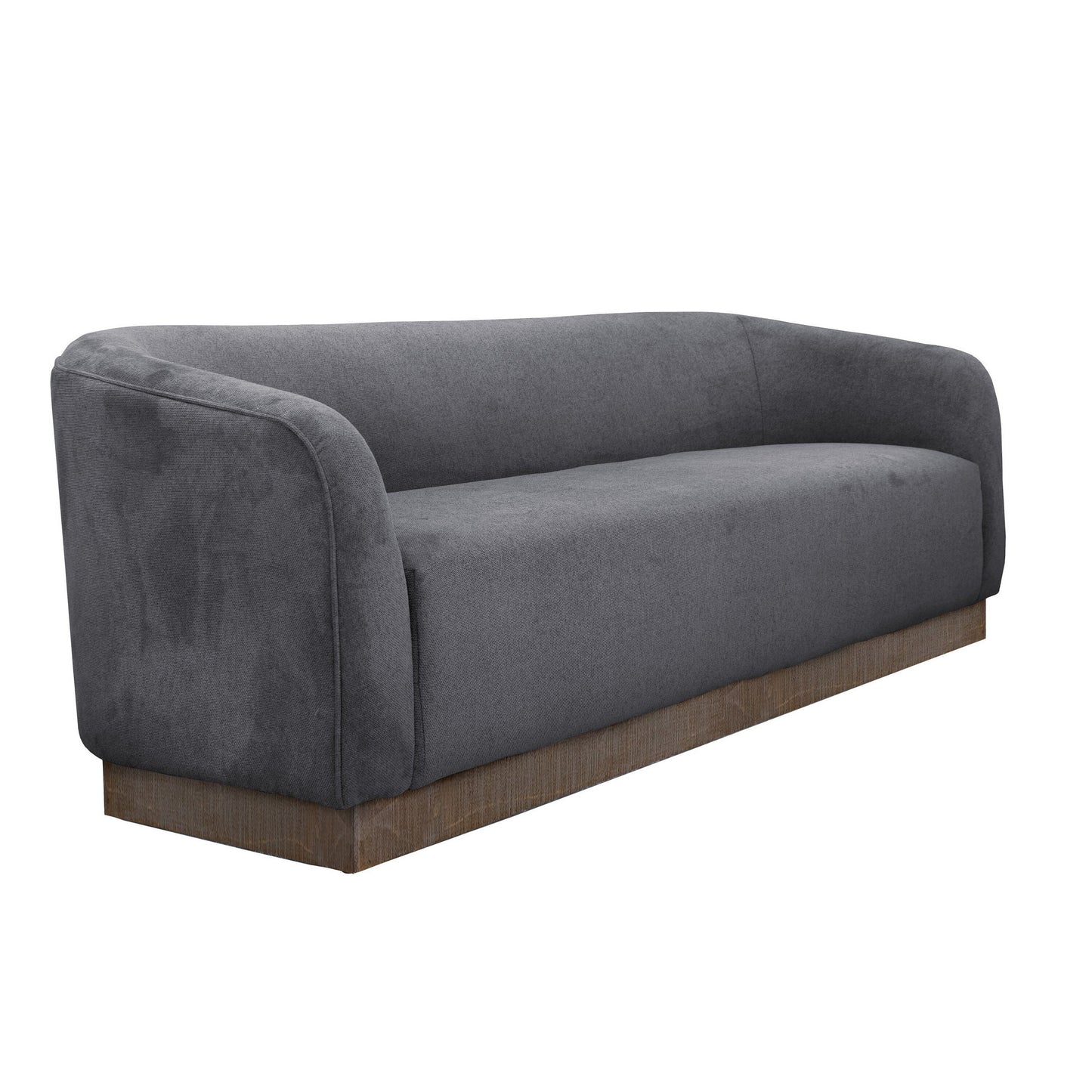 Ino Sofa, Dark Gray Polyester, Foam Cushions, Solid Wood Base, 88 Inch
