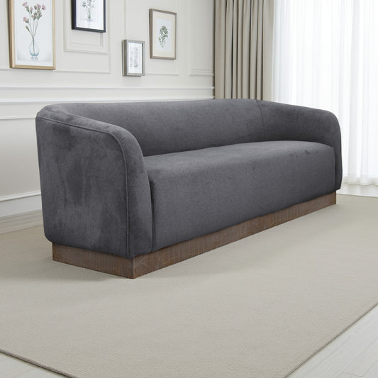 Ino Sofa, Dark Gray Polyester, Foam Cushions, Solid Wood Base, 88 Inch