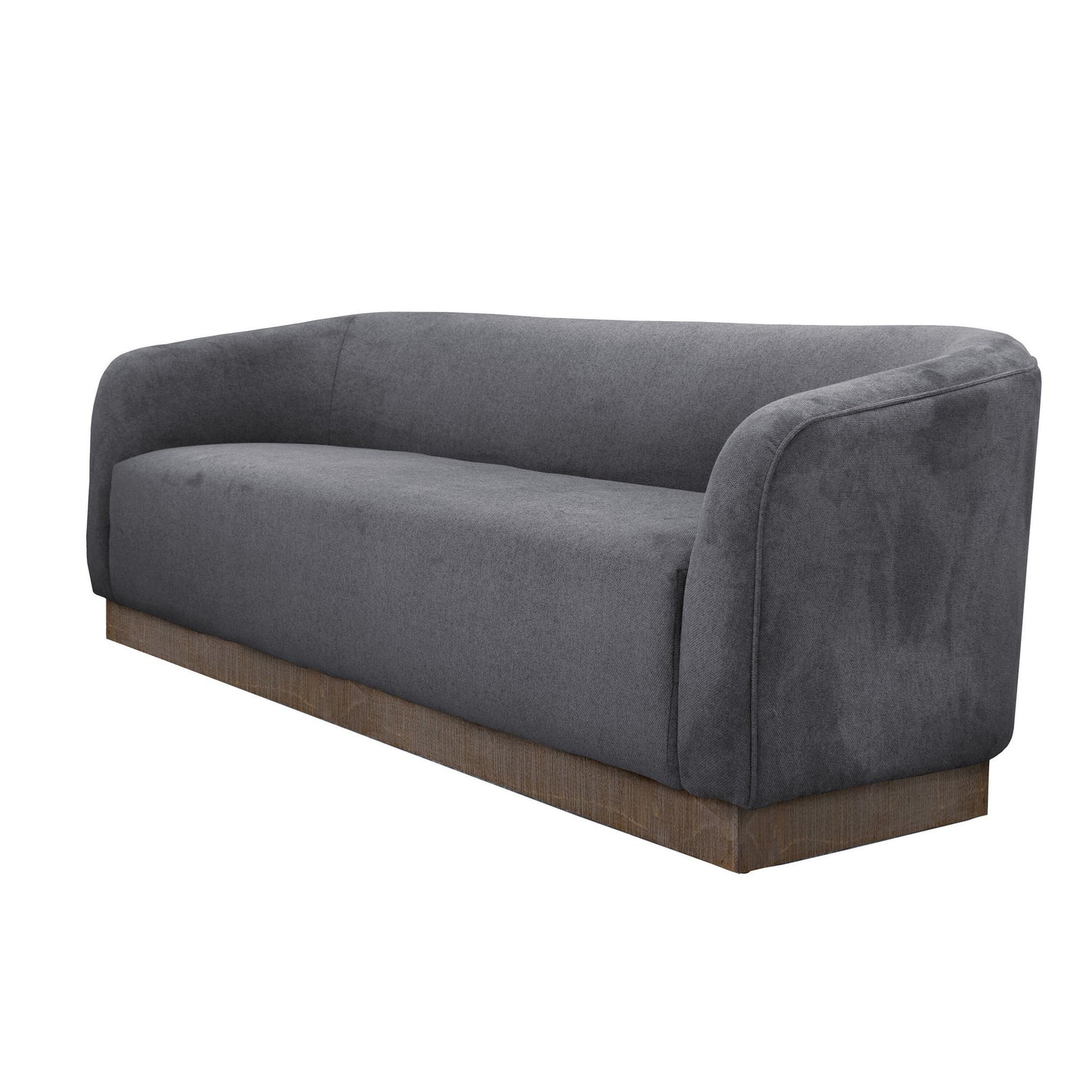 Ino Sofa, Dark Gray Polyester, Foam Cushions, Solid Wood Base, 88 Inch