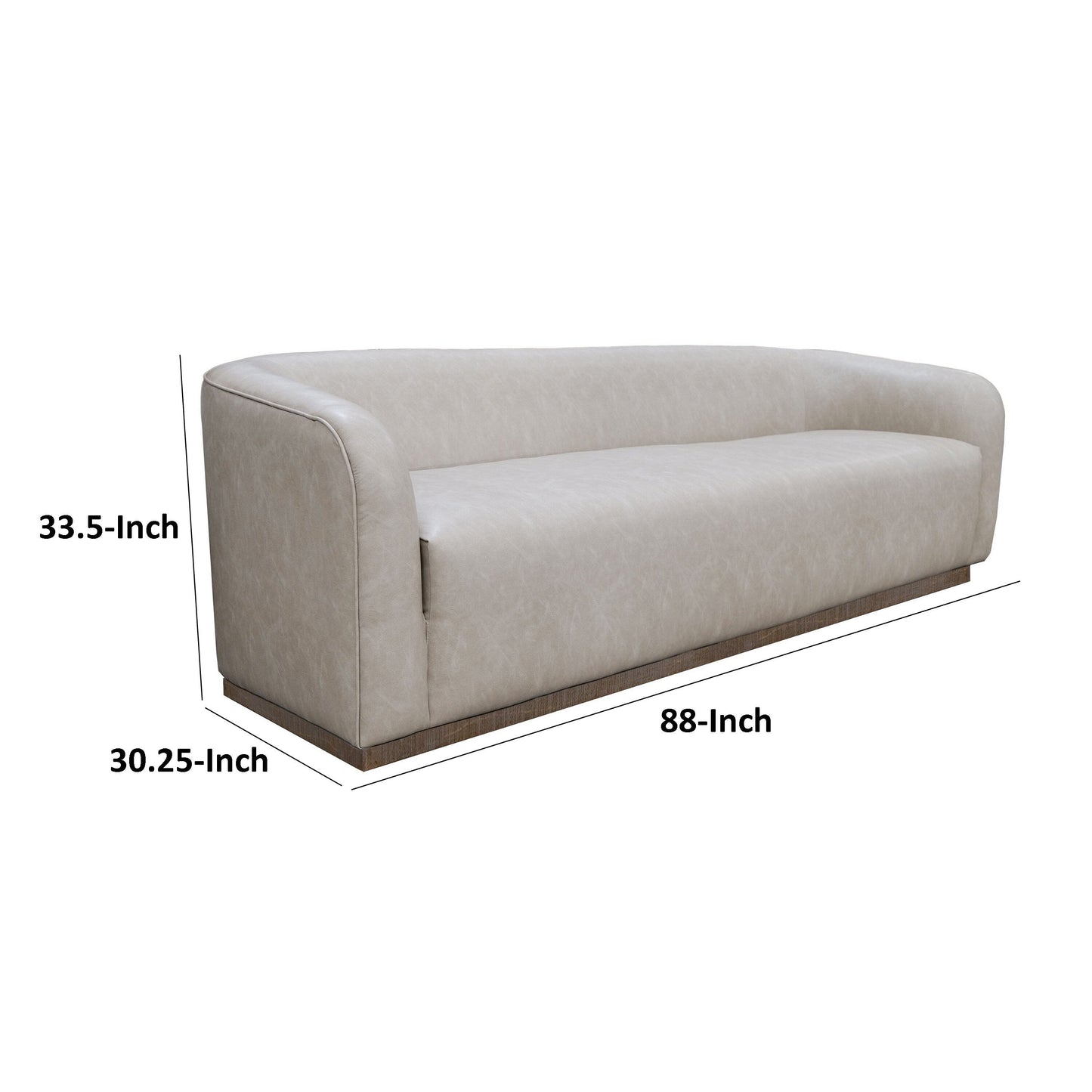 Ino Sofa, Gray Polyester, Foam Cushions, Solid Pine Wood Base, 88 Inch