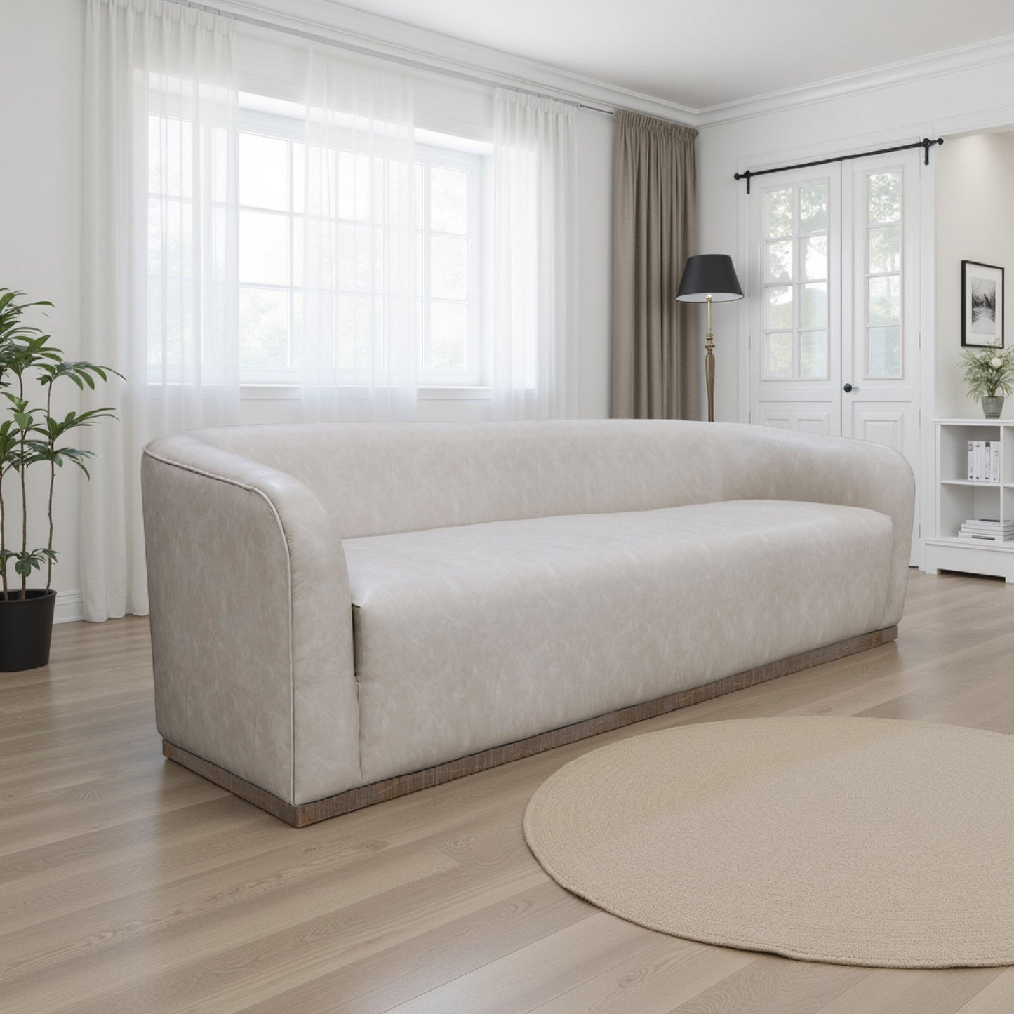 Ino Sofa, Gray Polyester, Foam Cushions, Solid Pine Wood Base, 88 Inch