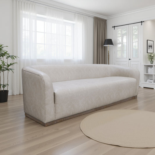 Ino Sofa, Gray Polyester, Foam Cushions, Solid Pine Wood Base, 88 Inch