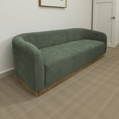 Ino Sofa, Olive Green Polyester, Foam Cushions, Solid Pine Wood, 88 Inch