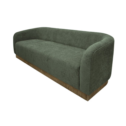 Ino Sofa, Olive Green Polyester, Foam Cushions, Solid Pine Wood, 88 Inch