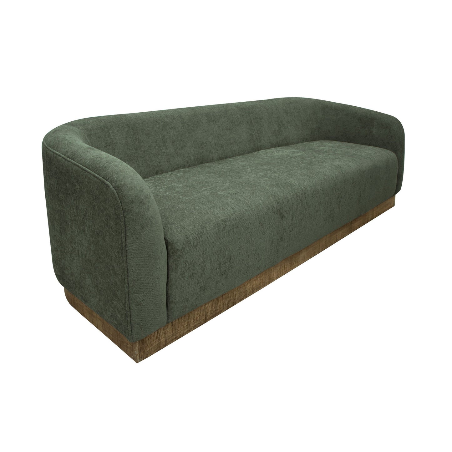 Ino Sofa, Olive Green Polyester, Foam Cushions, Solid Pine Wood, 88 Inch