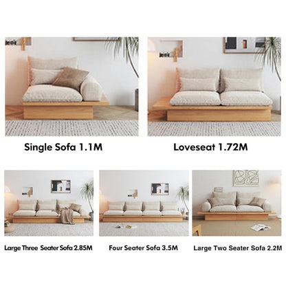 JASIWAY Cotton Line Beige Sofa With Wood Frame