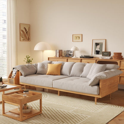 JASIWAY Modern 3-Seat Upholstered Cotton Linen Sofa