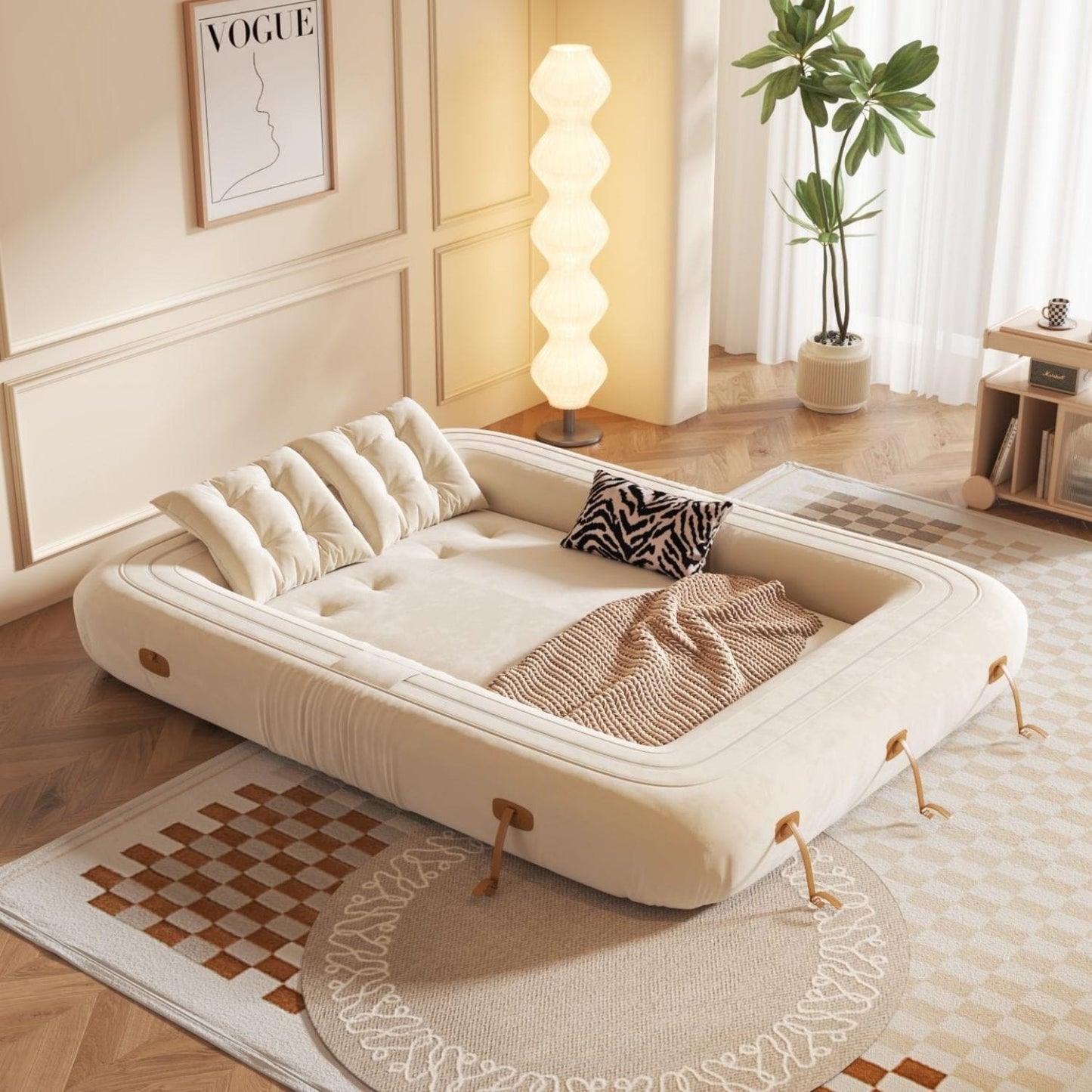 JASIWAY Modern Convertible Sleeper Sofa Chair Bed, White