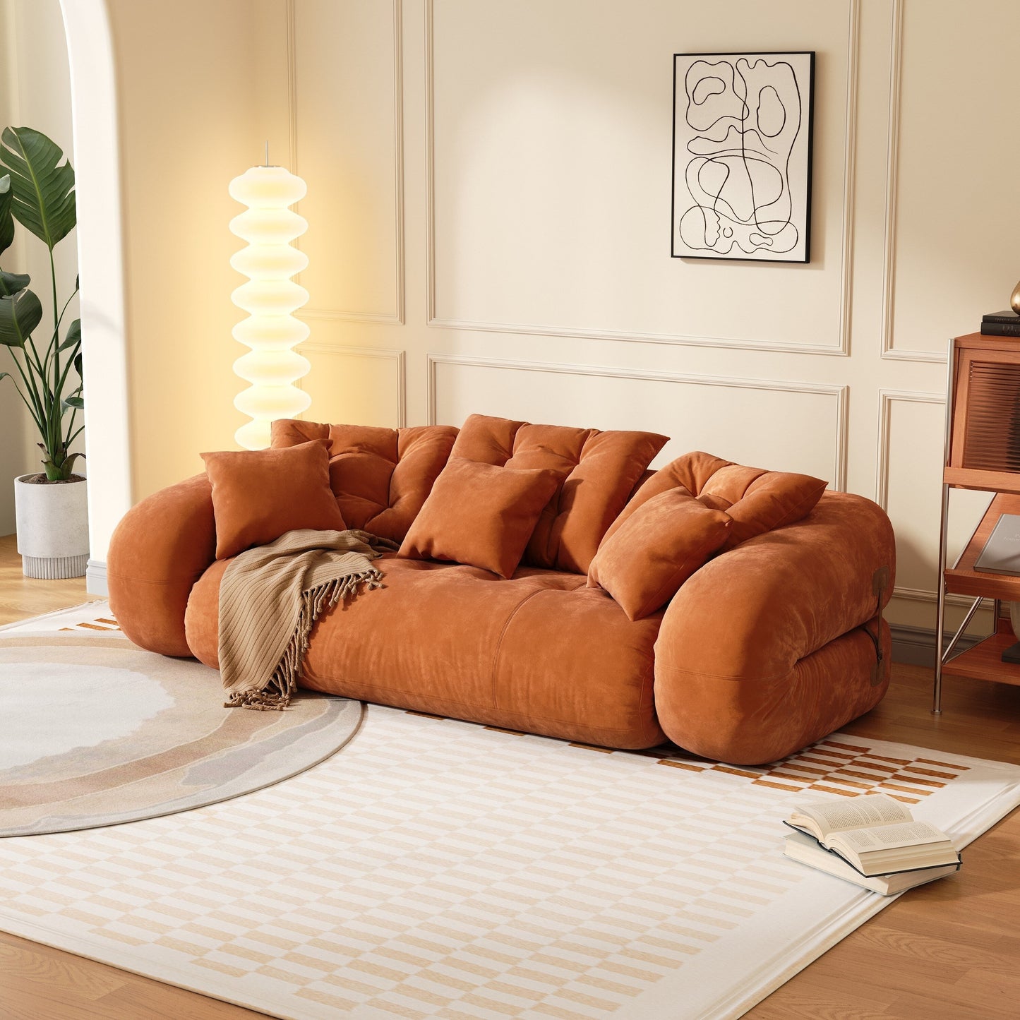 JASIWAY Modern Convertible Sleeper Sofa Chair Bed, White