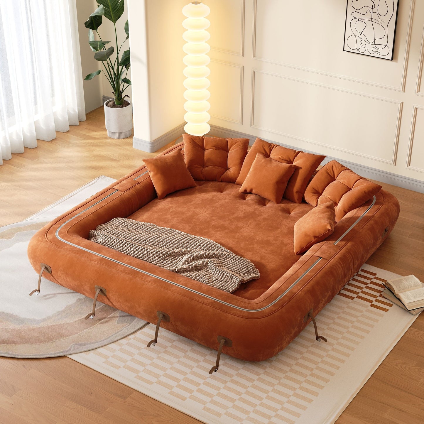 JASIWAY Modern Convertible Sleeper Sofa Chair Bed, White
