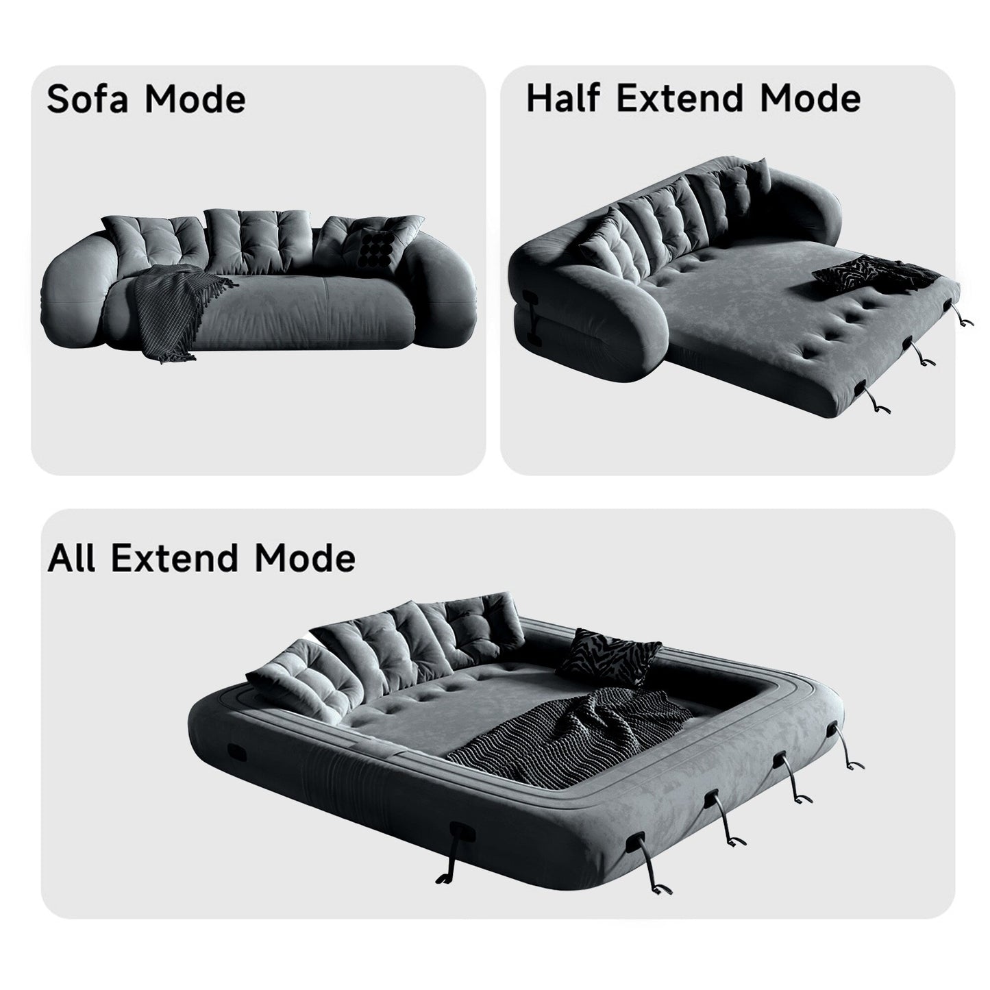 JASIWAY Modern Convertible Sleeper Sofa Chair Bed, White