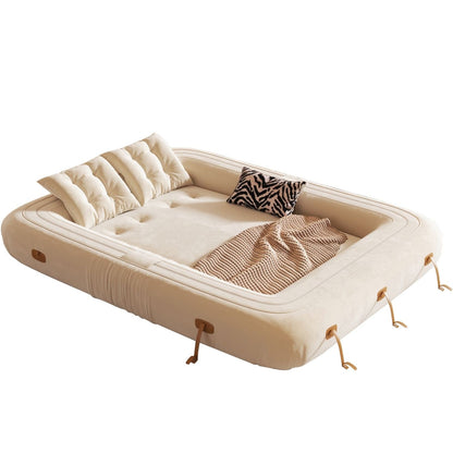 JASIWAY Modern Convertible Sleeper Sofa Chair Bed, White