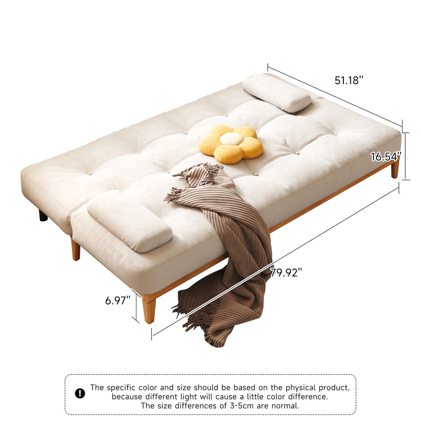 JASIWAY Modern Solid Wood Sleeper Sofa Bed
