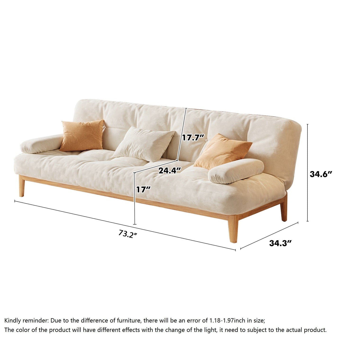 JASIWAY Modern Solid Wood Sleeper Sofa Bed