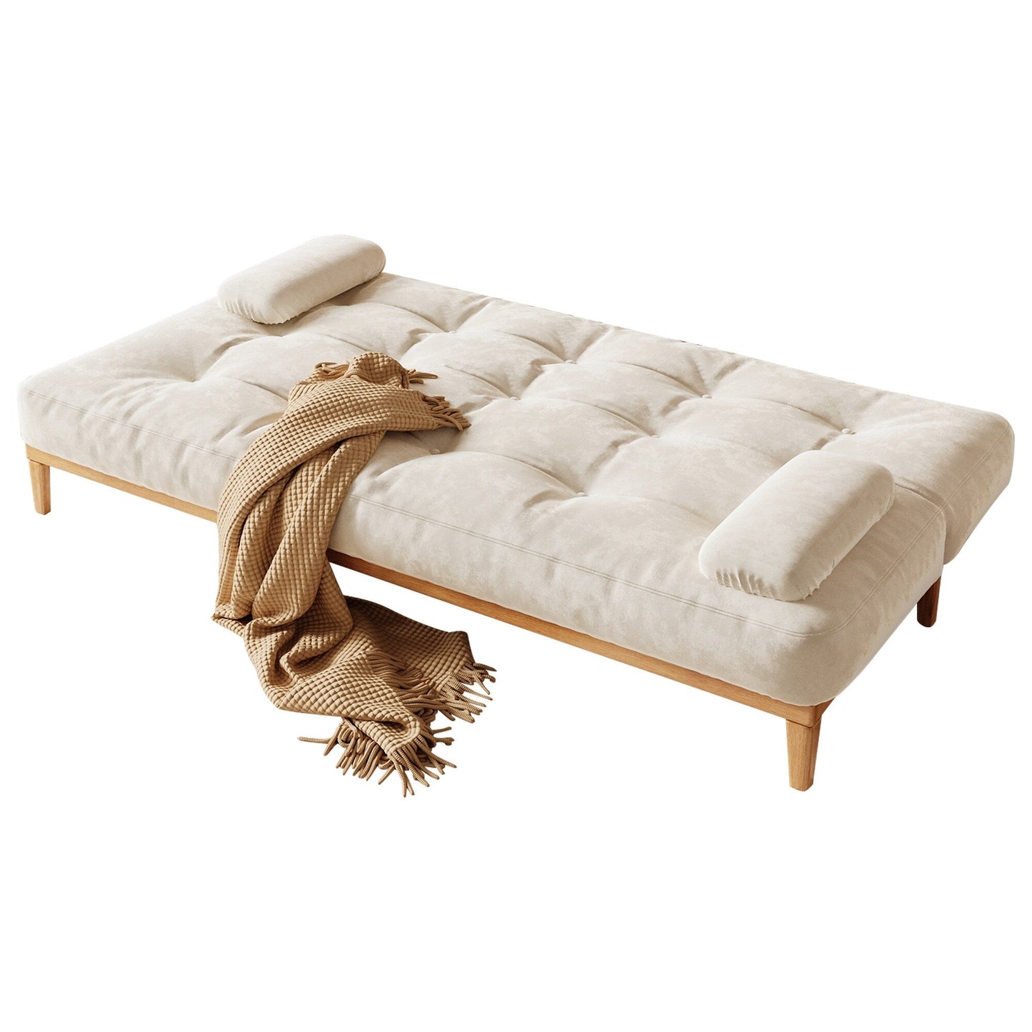JASIWAY Modern Solid Wood Sleeper Sofa Bed