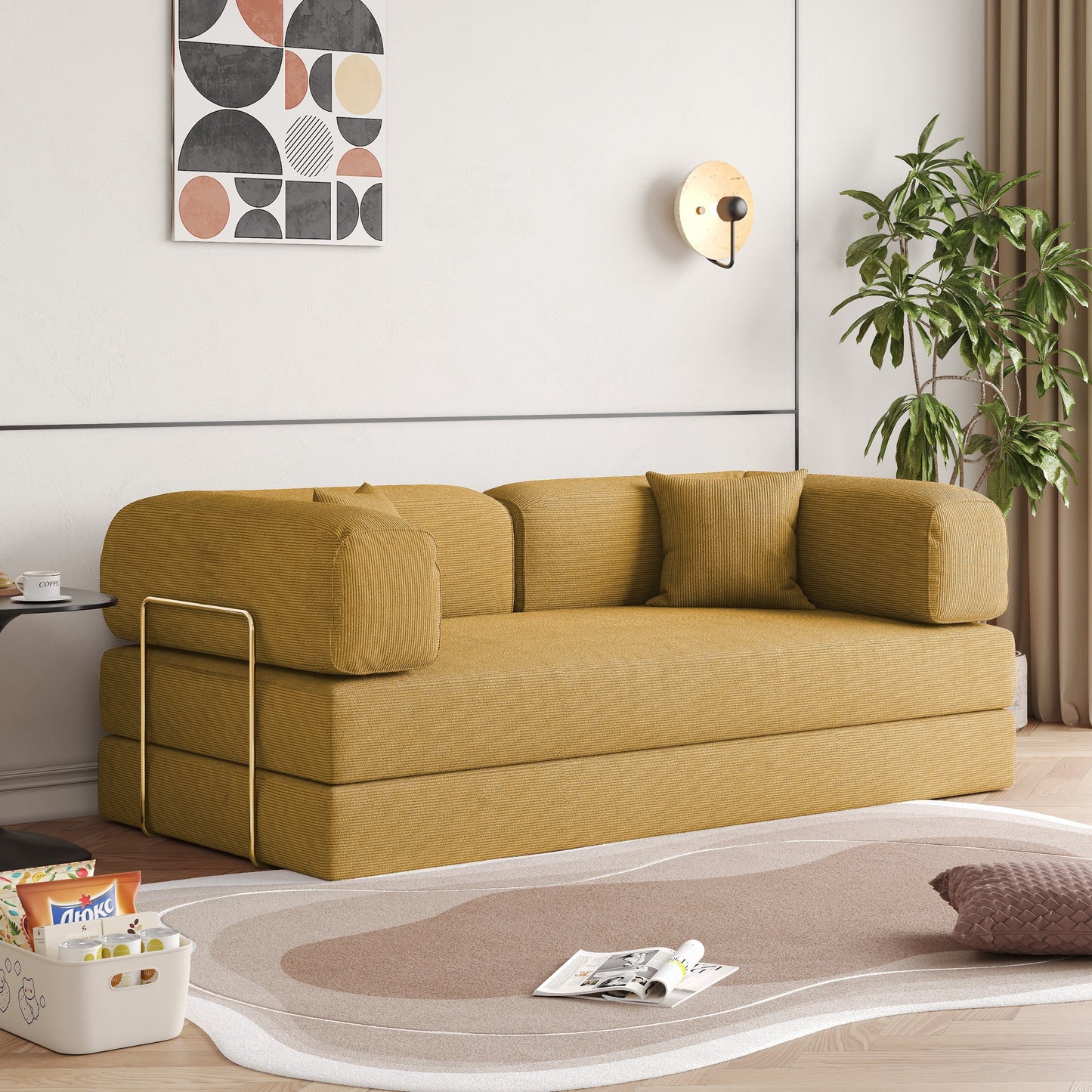 JASIWAY Modern Vintage Convertible Sleeper Sofa Bed