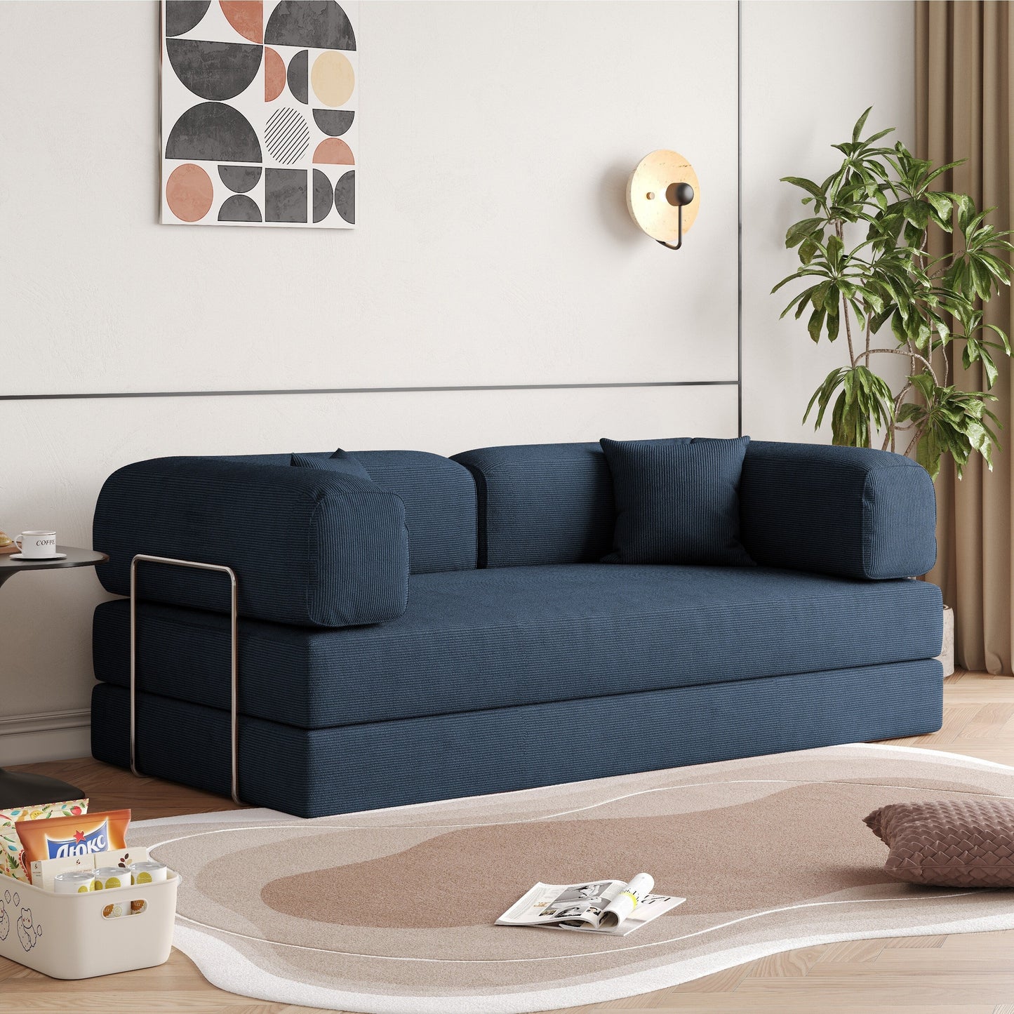 JASIWAY Modern Vintage Convertible Sleeper Sofa Bed