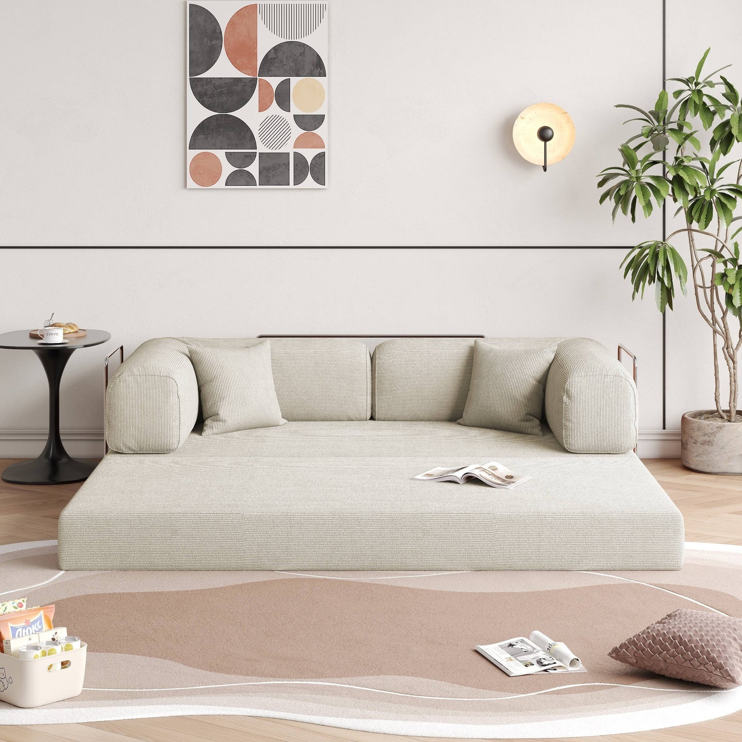 JASIWAY Modern Vintage Convertible Sleeper Sofa Bed