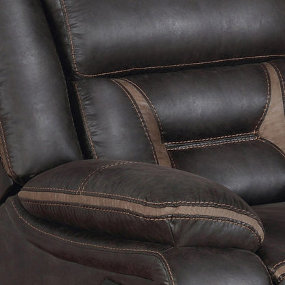 Jake 41 Inch Gliding Manual Recliner, Pillowtop, Dark Brown Faux Leather