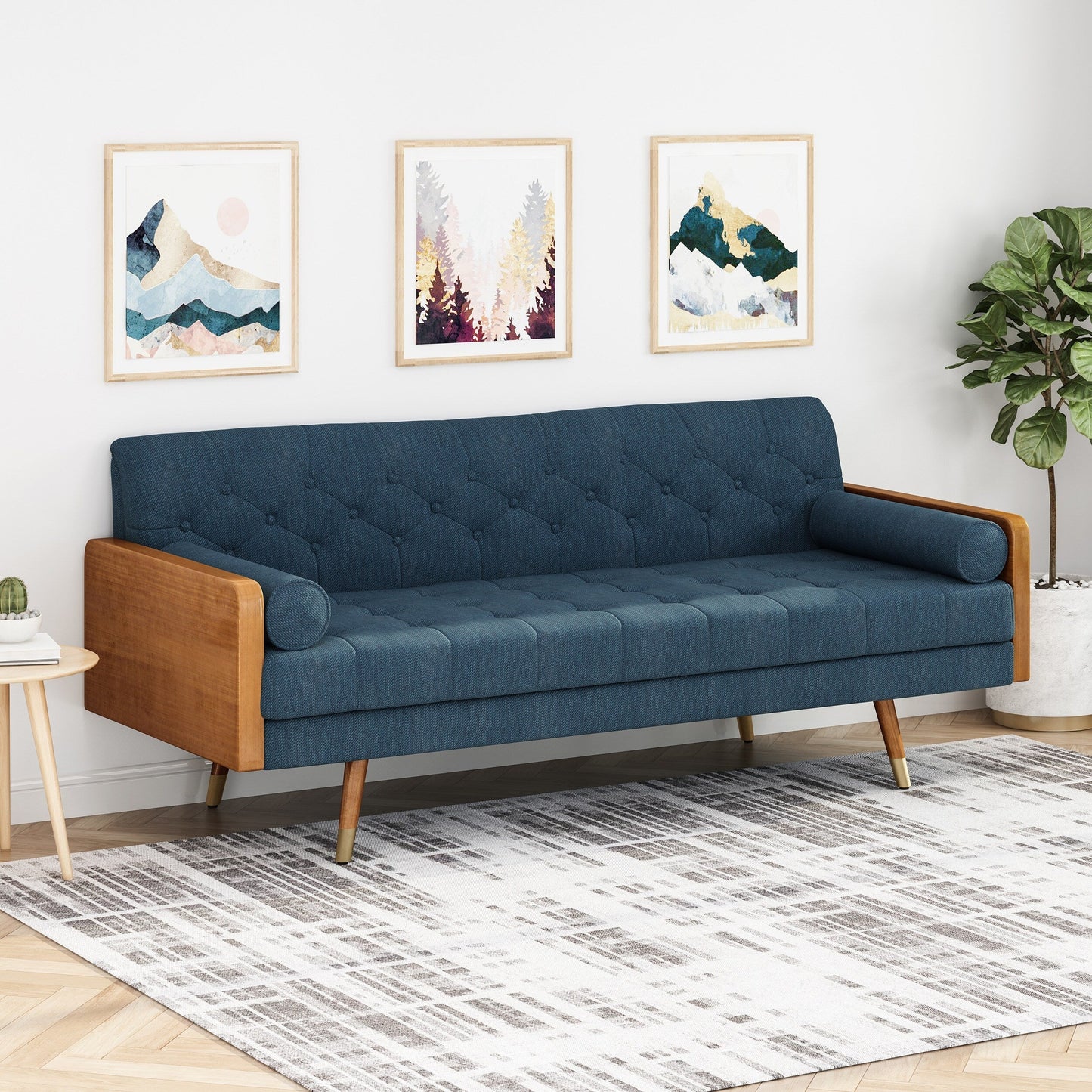 Jalon Mid-century Modern Tufted Fabric Sofa by Christopher Knight Home