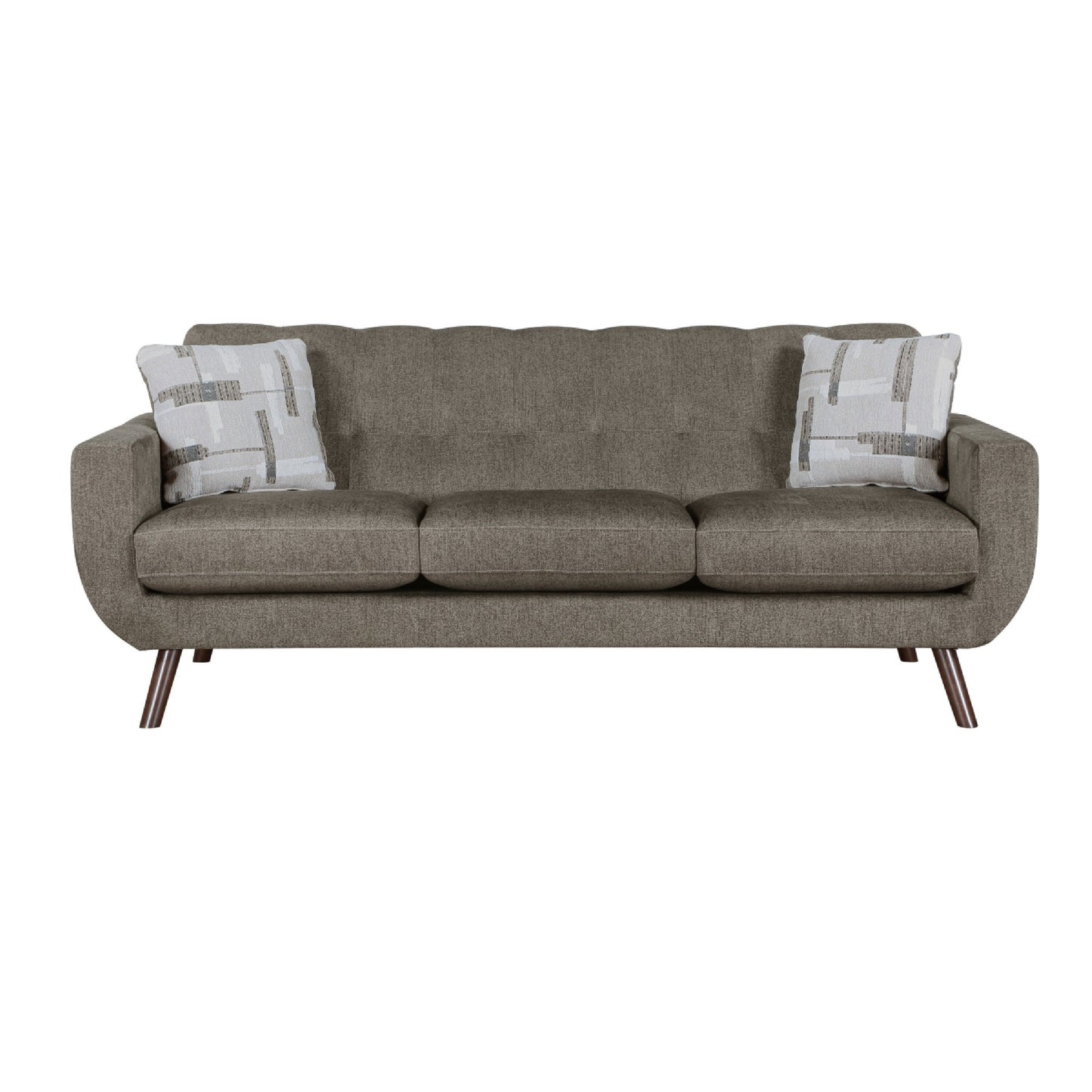 Jany Sofa with 2 Pillows, 87 Inch Brown Microfiber, Walnut Tone