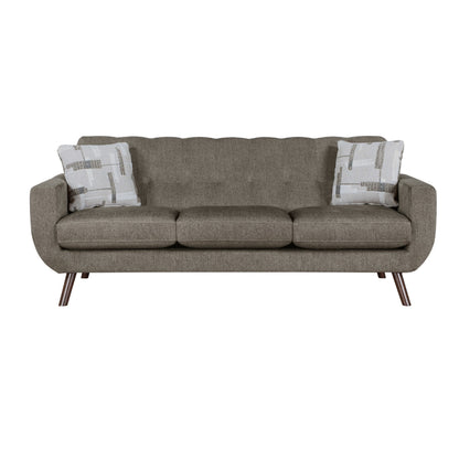 Jany Sofa with 2 Pillows, 87 Inch Brown Microfiber, Walnut Tone