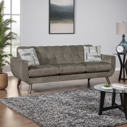 Jany Sofa with 2 Pillows, 87 Inch Brown Microfiber, Walnut Tone