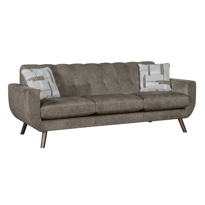 Jany Sofa with 2 Pillows, 87 Inch Brown Microfiber, Walnut Tone