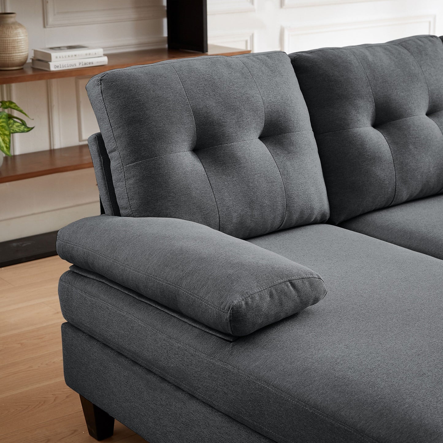 Jarenie U-Shaped 4 Seat Sectional Sofa Couch with Double Chaise for Living Room