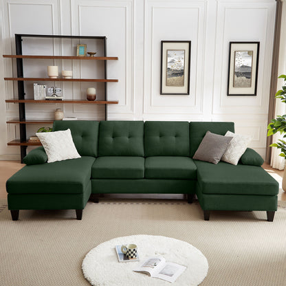 Jarenie U-Shaped 4 Seat Sectional Sofa Couch with Double Chaise for Living Room