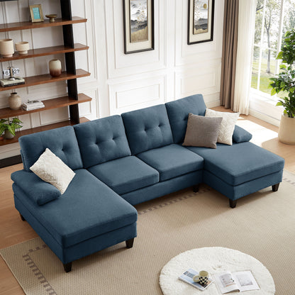Jarenie U-Shaped 4 Seat Sectional Sofa Couch with Double Chaise for Living Room