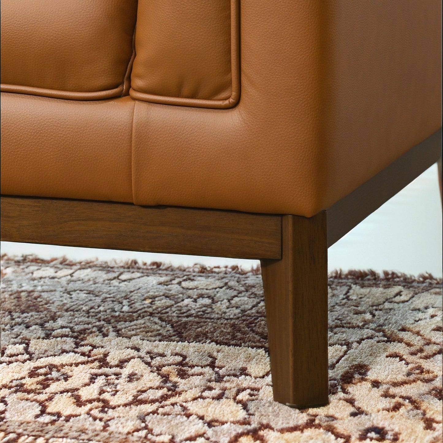 Jasmine Mid-Century Modern Channel Tufted Leather Sofa